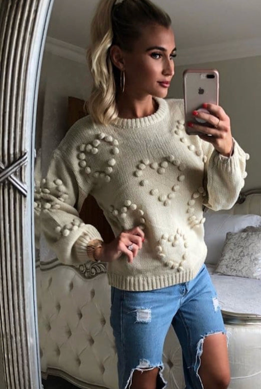 Pom pom heart sweater best sale