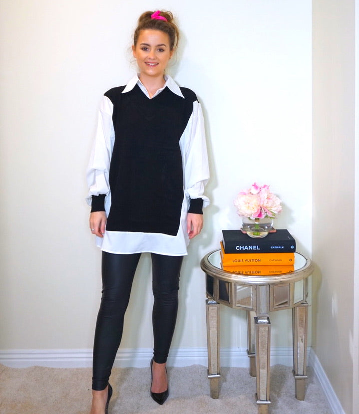 Blouse with outlet jumper attached