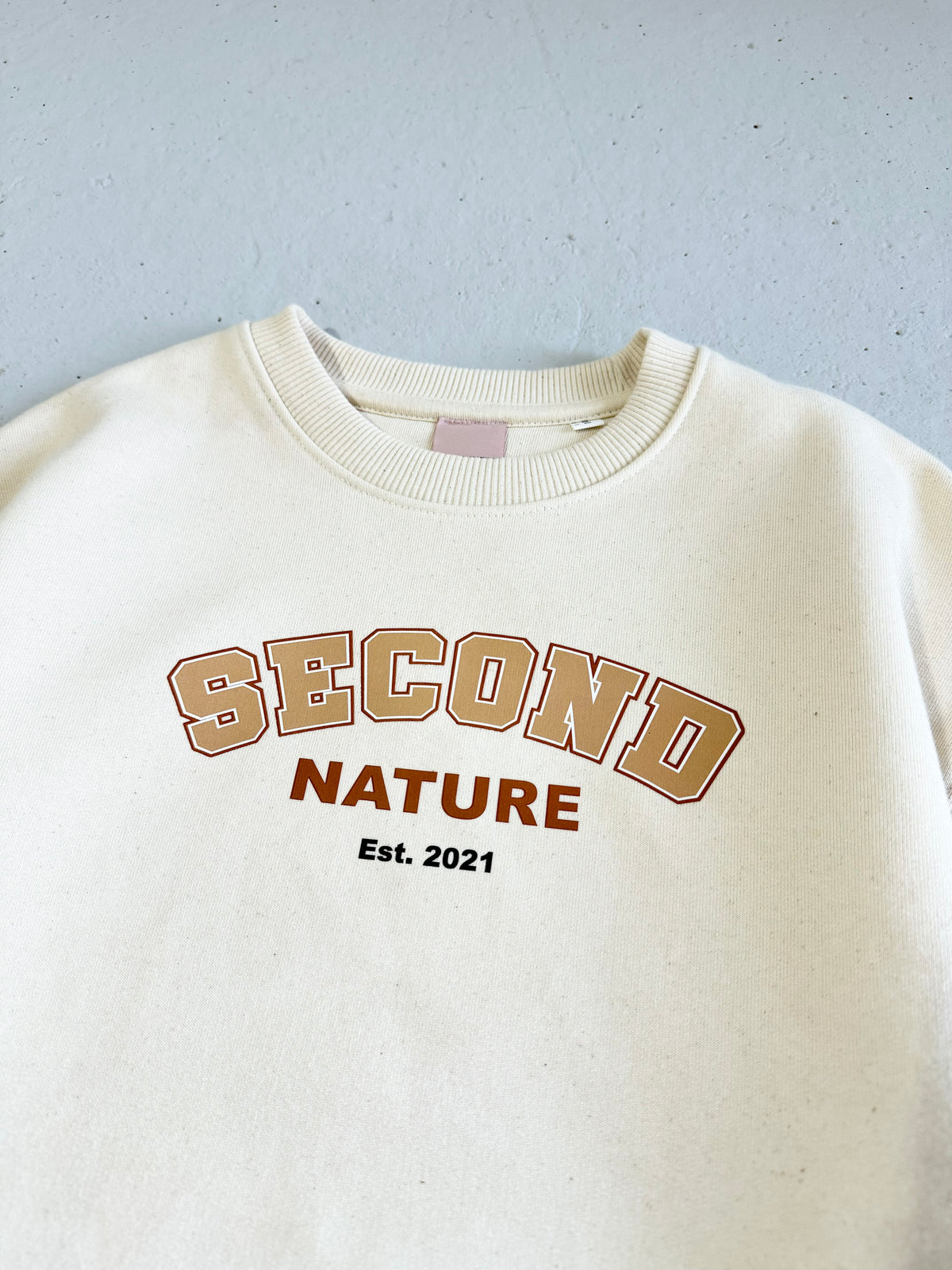 Heavy Weight Slogan Sweatshirt in Natural Raw