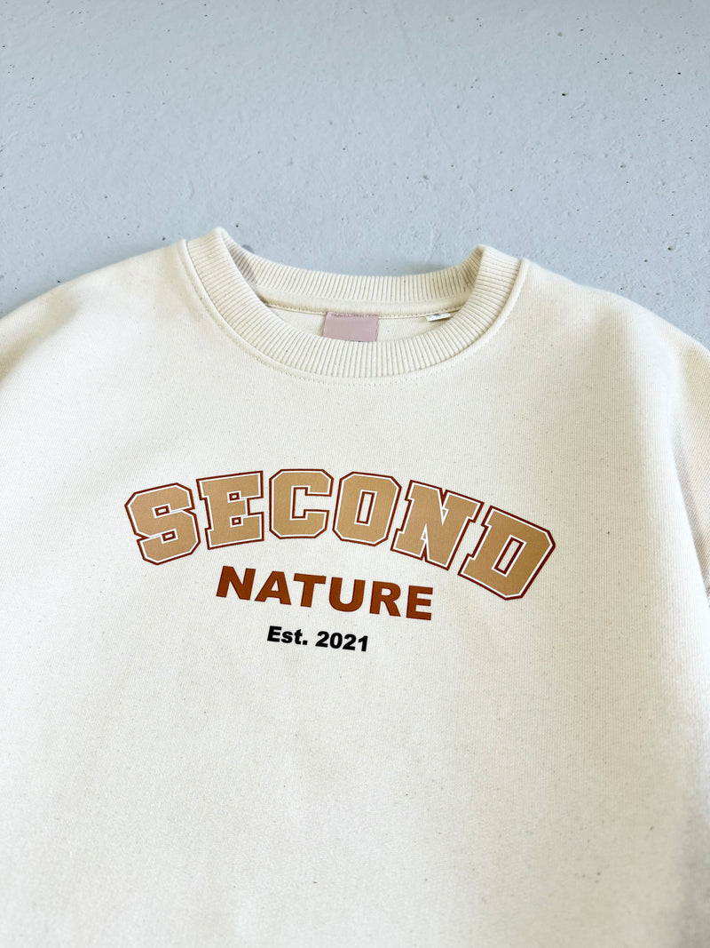 Heavy Weight Slogan Sweatshirt in Natural Raw